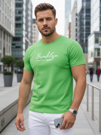 Pánske tričko s potlačou, zelené Dstreet RX5405