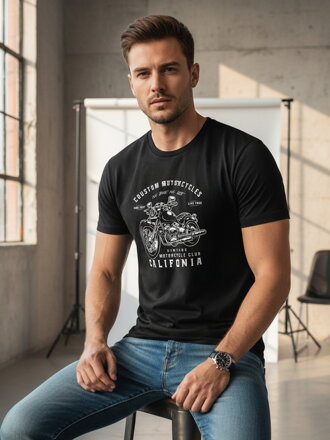 Herren Motorrad Print T-Shirt schwarz Dstreet NX050R