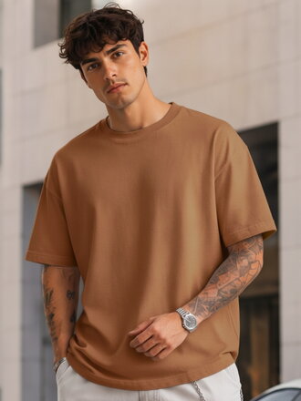 Pánske ťavie bavlnené oversize tričko basic RX5685