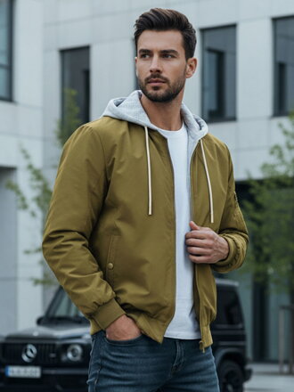 Pánska bomber bunda s kapucňou zelená Dstreet TX5022