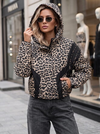 Dámska bunda s leopardím vzorom Dstreet béžová TY6041