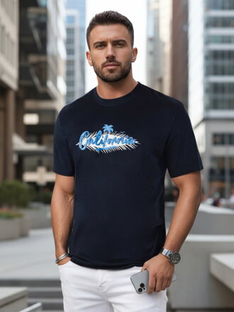 Pánske tričko s potlačou, tmavomodrá Dstreet RX5372