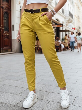Dámske chino nohavice s opaskom MODELA horčicové UY2563
