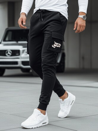 Pánske čierne cargo nohavice Dstreet UX4161