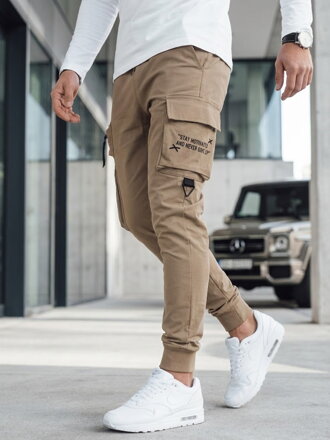 Pánske béžové cargo nohavice Dstreet UX4163