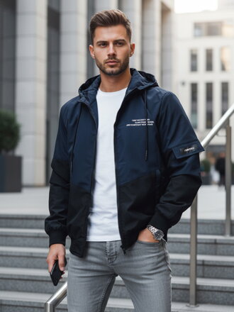 Pánska prechodná bunda s kapucňou, modrá Dstreet TX5026