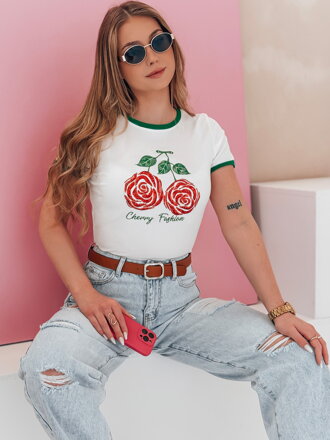 T-shirt damski z cekinami ROSAWIS biały Dstreet RY2845