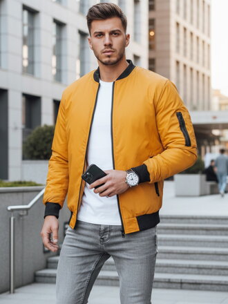 Pánska bomber bunda vo farbe camel.