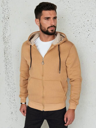 Pánska mikina na zips, ťava, Dstreet BX5864