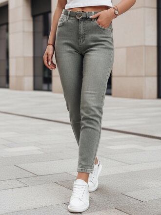 Dámske rifľové nohavice slim fit s opaskom SLIMFIZ modré UY2494