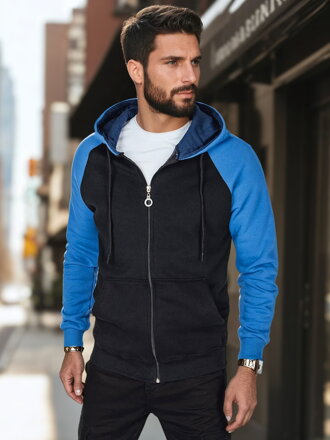 Pánska mikina s kapucňou na zips, modrá, Dstreet BX5886