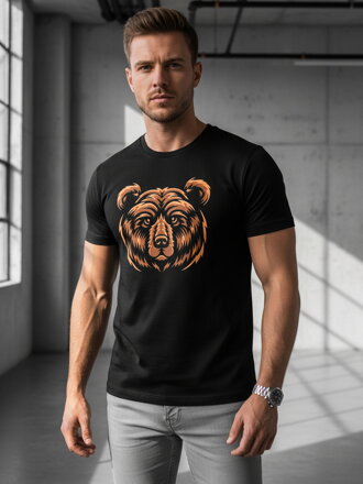 Herren T-Shirt mit Bärendruck schwarz Dstreet NX043R
