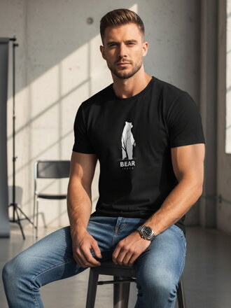 Pánske tričko s nápisom BEAR NX062R čierne