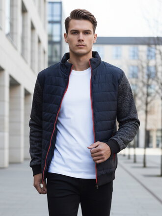 Tmavo-modrá pánska štýlová bunda