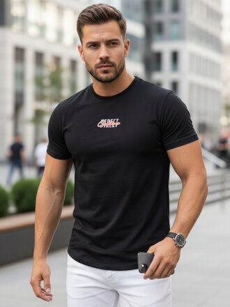 Pánske tričko čiernej farby Dstreet RX5422 s potlačou