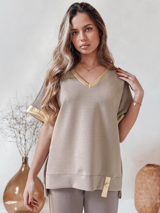 Bluzka damska oversize SHINE LOVE mokka Dstreet RY2911