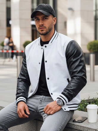 Pánska ecru koženková bejzbalová bunda Dstreet TX4708