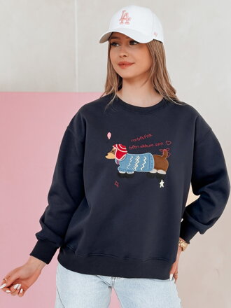 Tmavomodrá dámska mikina DOGSWEETY s výšivkou jazvečíka BY1480