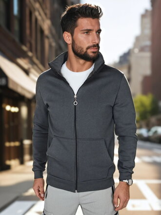 Pánska mikina na zips so stojačikom, tmavomodrá Dstreet BX5869
