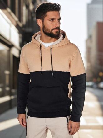 Pánska základná mikina s kapucňou, camel Dstreet BX5878