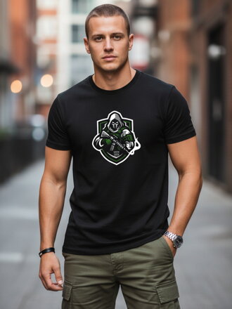 Herren Streetwear bedrucktes T-Shirt schwarz Dstreet NX088R