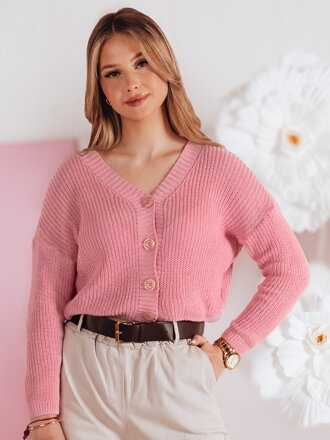 Dámsky rebrovaný oversize kardigan Dstreet Sweetdream – ružový MY2460