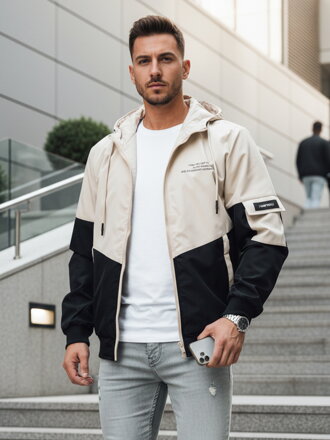 Pánska prechodná bunda s kapucňou, béžová Dstreet TX5027