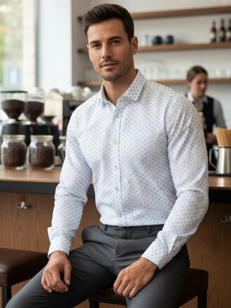Biela elegantná košeľa so vzorom