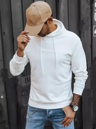 Biela módna mikina s kapucňou