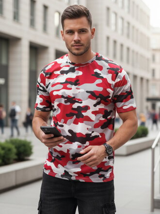 Pánske červené maskáčové tričko Dstreet RX5588