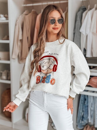 Dámska mikina LALA VIBE – sivá, s potlačou dievčaťa BY1503