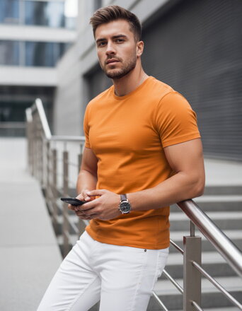 Jednoduché oranžové pánske tričko RX4190