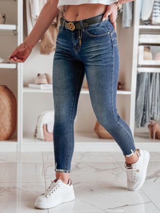 Dámske rifľové nohavice skinny s opaskom SKINNYJUP modré UY2223