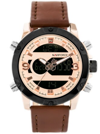 NAVIFORCE PÁNSKE HODINKY - NF9097 (zn043e) - hnedé/ružové zlato