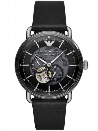 Pánske hodinky Emporio Armani AR60026 Aviator Automatic Skeleton s koženým remienkom