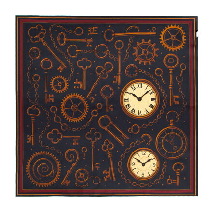 Dámska hodvábna šatka s vintage ornamentom Wittchen – čierno-hnedá