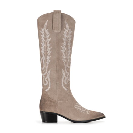 Dámske semišové kovbojské čižmy s výšivkou, vysoké 97-D-852-9