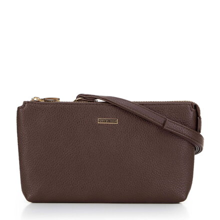 Dámska dvojkomorová crossbody kabelka z eko kože hnedá 29-4Y-607-4