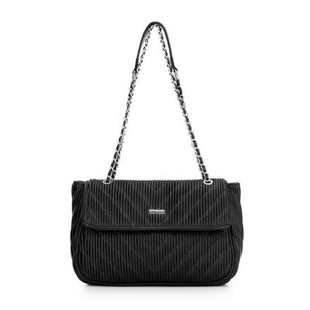 Crossbody z ekokože s retiazkou čierna 99-4Y-634-1