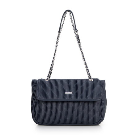 Crossbody z ekokože s retiazkou tmavomodrá 99-4Y-634-7