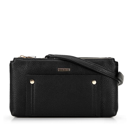 Dvojkomorová crossbody kabelka s vreckom čierno-zlatá  