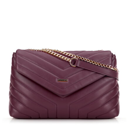 Damska crossbody na łańcuszku z ekoskóry bordowa 99-4Y-514-3