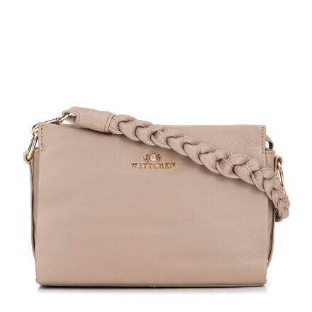 Dámska crossbody kabelka s pletenou rúčkou béžová 99-4E-011-9