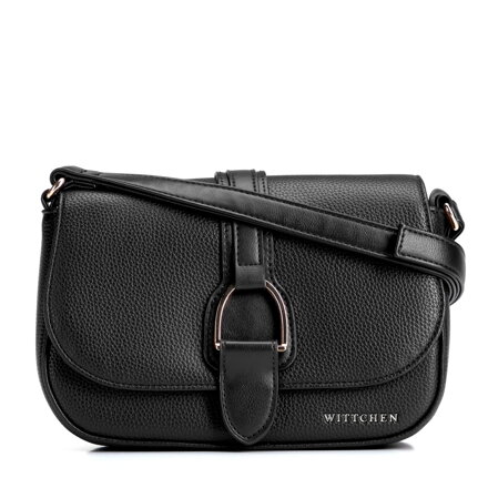 Dámska zaoblená crossbody kabelka s kovovým detailom Wittchen – čierna