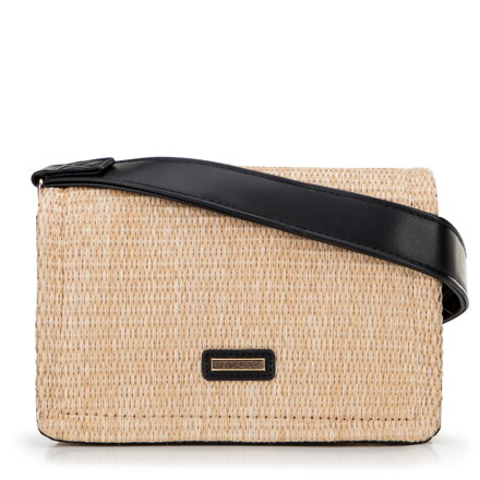 Dámska crossbody z výpletu béžovo-čierna 100-4Y-405-91