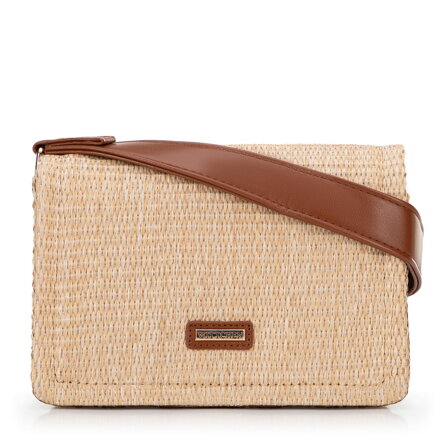 Dámska crossbody z výpletu béžovo-hnedá 100-4Y-405-95
