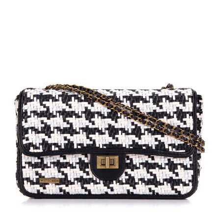 Dámska zapletaná crossbody kabelka Wittchen s retiazkou, čierno-biela 98-4Y-010-10