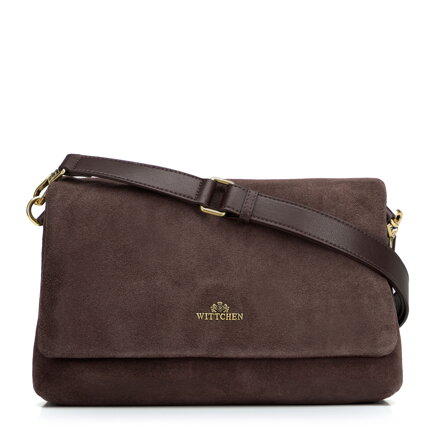 Tmavohnedá dámska crossbody kabelka Wittchen z prírodnej kože s nadčasovým vzhľadom