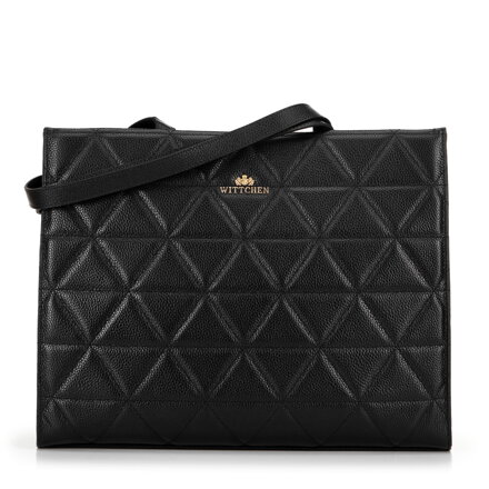 perka z kože s geometrickým prešívaním čierno-zlatá 100-4E-613-1G