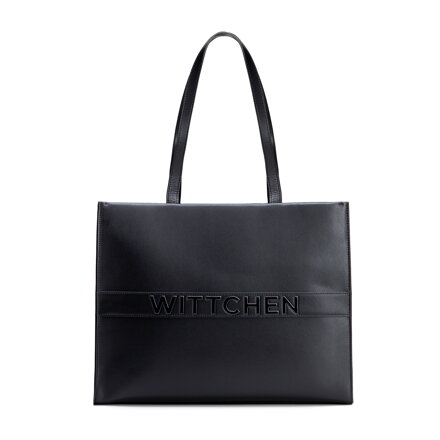 Dámska kožená nákupná kabelka s veľkým logom čierna 100-4E-635-1